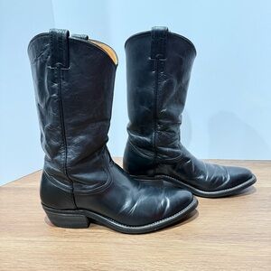 Nocona Black Leather Western cowboy Boots size 9 1/2